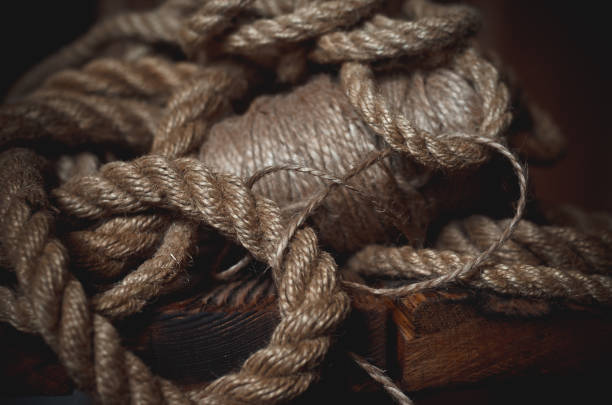 istock Close-up of natural ropes. 1180558980