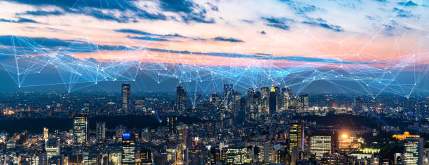 istock Smart city and communication network concept. 5G. LPWA (Low Power Wide Area). Wireless communication. 1180561973