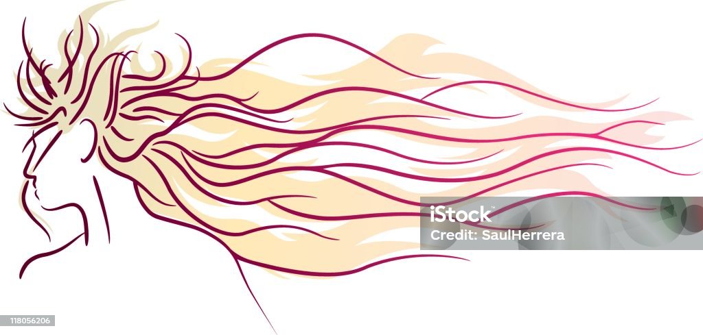 プロフィールの女性の長い髪 - イラストレーションのロイヤリティフリーベクトルアート