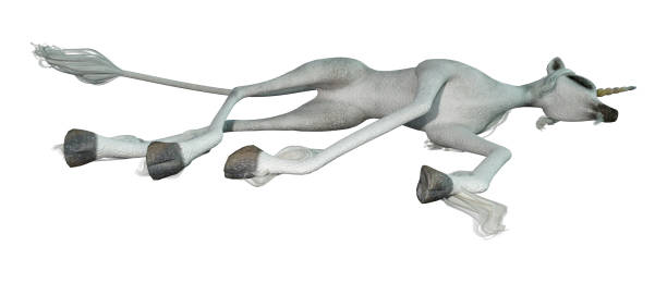 istock 3D illustration fantasy white unicorn on white 1180562710
