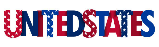 UNITED STATES vector typography banner UNITED STATES red and blue vector typography banner with stars and stripes san francisco flag stock illustrations