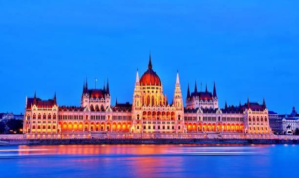 istock The evening view of Hugarian  parliament 1180564203