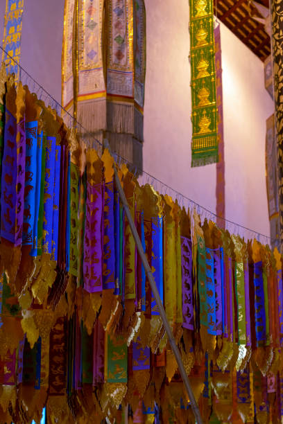 istock Banners hanging from ceiling, Wat Chedi Luang, Chaing Mai, Thailand 1180567166