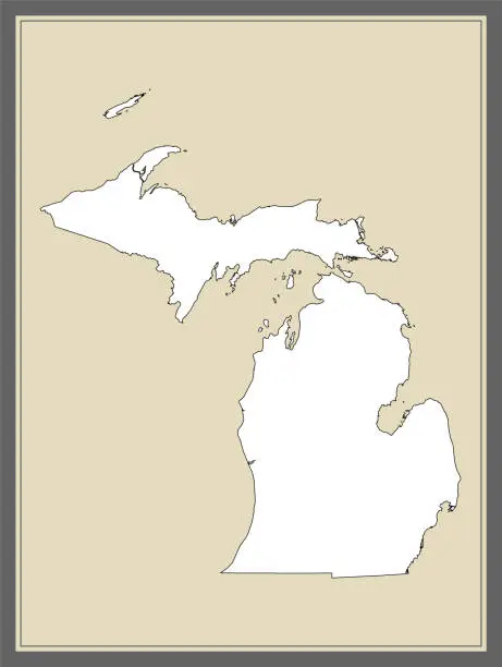 Vector illustration of Michigan outline vector map cartography