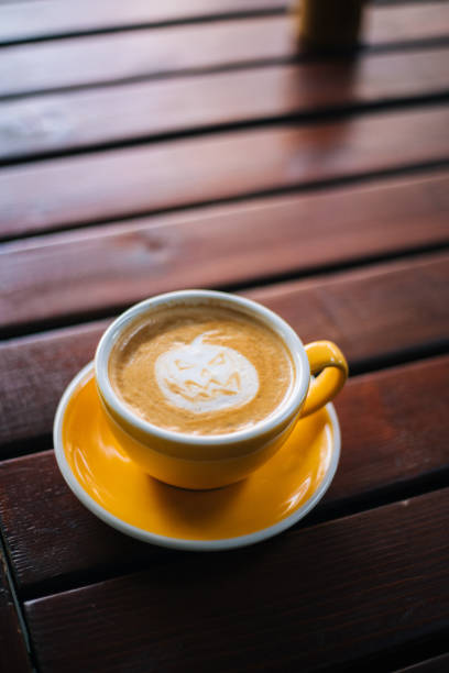 istock Halloween Pumpkin Cappuccino coffee art 1180568992