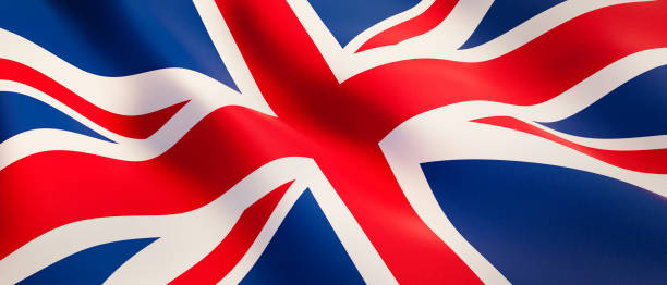 waving flag of united kingdom - british flag imagens e fotografias de stock