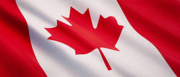 waving flag of canada - canadian flag fotos imagens e fotografias de stock