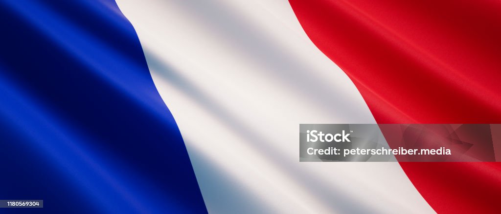 Waving flag of France Illustration of a waving national flag of France French Flag Stock Photo