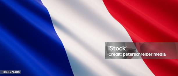 Waving Flag Of France Stock Photo - Download Image Now - French Flag, Backgrounds, No People