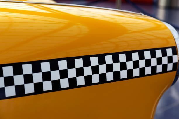 checker pattern of an retro taxi auto