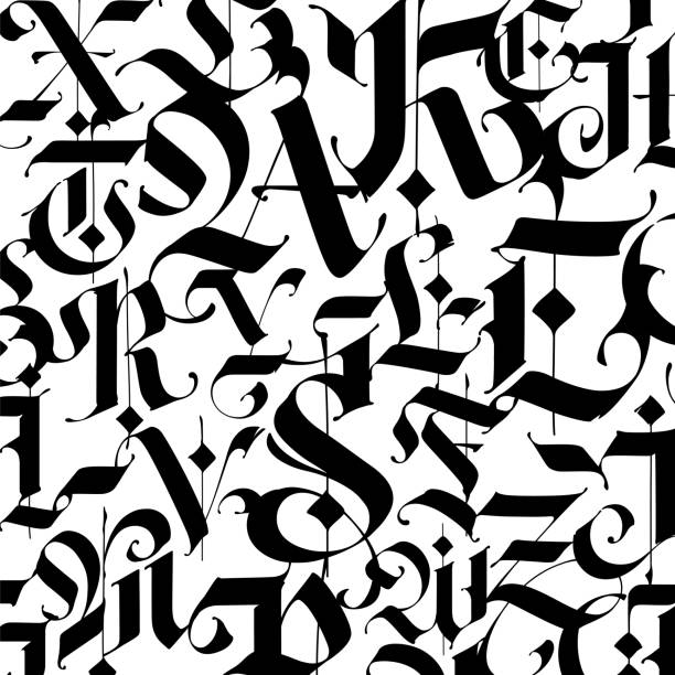 Traditional Letter Design 390+ Calligraphy In Gothic Style The Old Font Texture Stock Photos ...