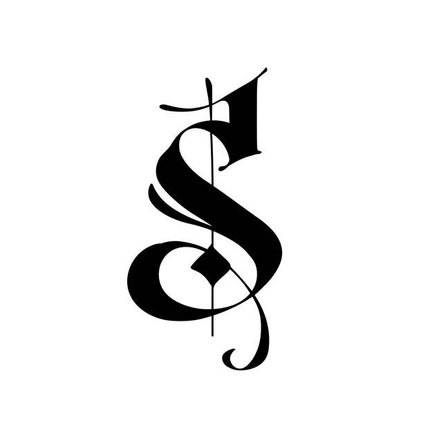 Letter S In The Gothic Style Vector Alphabet The Symbol Is Isolated On A  White Background Calligraphy And Lettering Medieval Latin Letter Logo For  The Company Monogram Elegant Font For Tattoo Stock