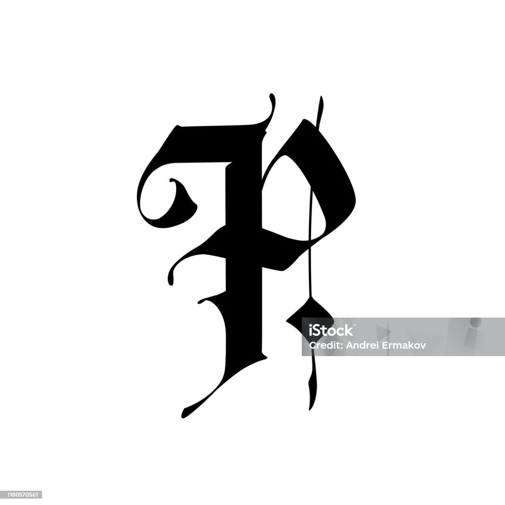 Letter P In The Gothic Style Vector Alphabet The Symbol Is Isolated On A  White Background Calligraphy And Lettering Medieval Latin Letter Logo For  The Company Monogram Elegant Font For Tattoo Stock