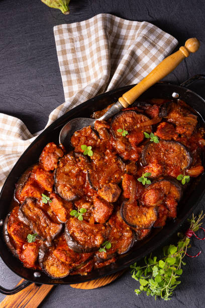 istock arni me melitzanes - stewed lamb with eggplant 1180570579