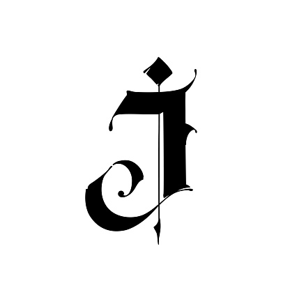 Letter J In The Gothic Style Alphabet The Symbol Is Isolated On A White  Background Calligraphy And Lettering Medieval Latin Letter Logo For The  Company Monogram Elegant Font For Tattoo Stock Illustration -