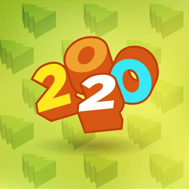istock 2020 year 3d text plate vector. Background for banner, sale, ad, card. Colorfull trendy illustration 1180572516