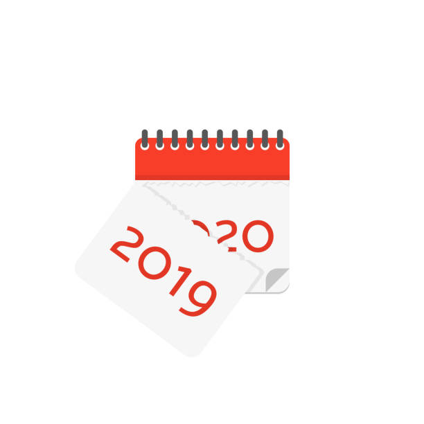 2020 kalender abreißen blatt 2019 farbsymbol, flach - kalender abreißen stock-grafiken, -clipart, -cartoons und -symbole