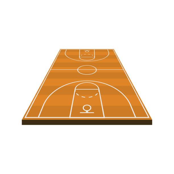 ilustrações de stock, clip art, desenhos animados e ícones de 3d basketball field diagram in flat style - basketball hoop basketball net backgrounds