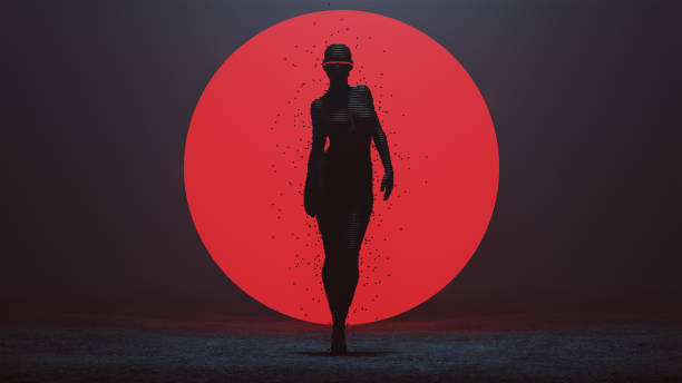 istock Advanced Shape Shifting Alien Being Cyclops Formed From Small Spheres Cyber Punk with a Red Sphere Futuristic with the Power of Telekinesis 1180574204