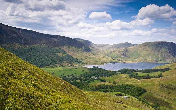 istock Idyllic farmland, mountain peaks 118057530