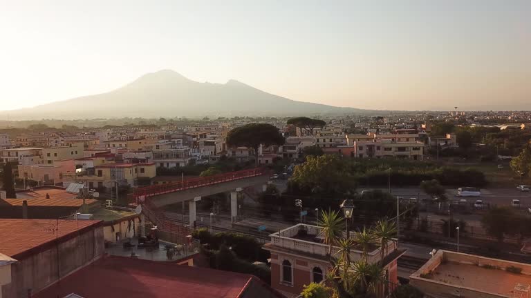 Pompeii city and volcano Vesuvius