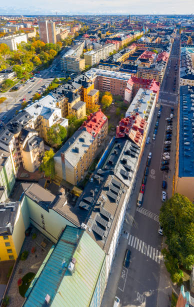 istock Flying over central Stockholm, apartment buildings 1180575982