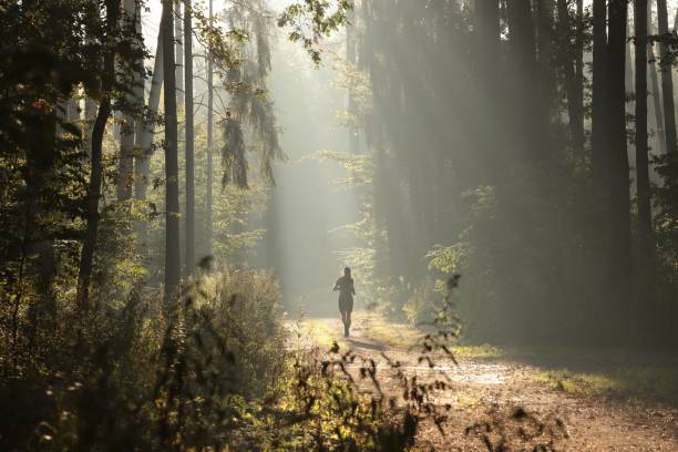A man running during the sunrise