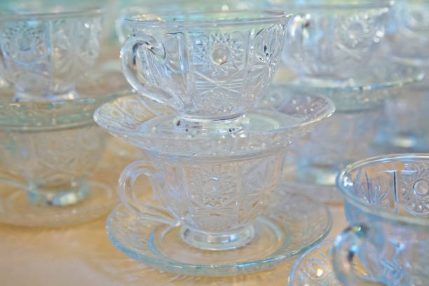 istock Empty tea cup coffee cup for meeting . coffee cups prepare set up for take a break in seminar . Empty glass cups of tea or coffee with handle . 1180581975