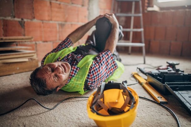 A construction worker injured his knee A construction worker injured his knee grey hair on floor stock pictures, royalty-free photos & images