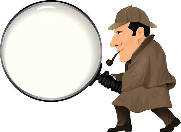 Vector illustration of Detective with magnifying glass
