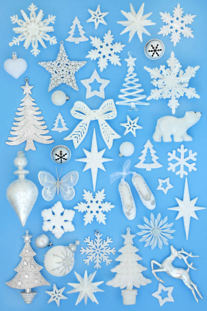 istock Silver and White Frosted Christmas Decorations 1180592820