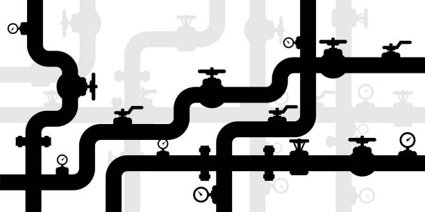 파이프라인 텍스처 배경입니다. 파이프 및 장비산업 벡터 배너. - pipe water pipe pipeline steel stock illustrations