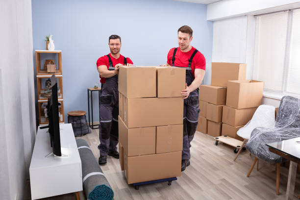 istock Portrait Of Two Young Movers With Stack Of Cardboard Boxes 1180605375