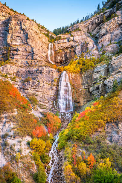 Bridal Veil Falls, Provo, Utah Bridal Veil Falls, Provo, Utah during autumn season. provo stock pictures, royalty-free photos & images