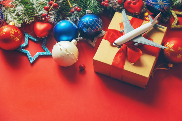istock Christmas background in red. Travel. Selective focus. 1180610049