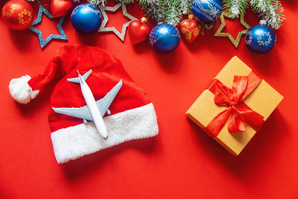 istock Christmas background in red. Travel. Selective focus. 1180610051