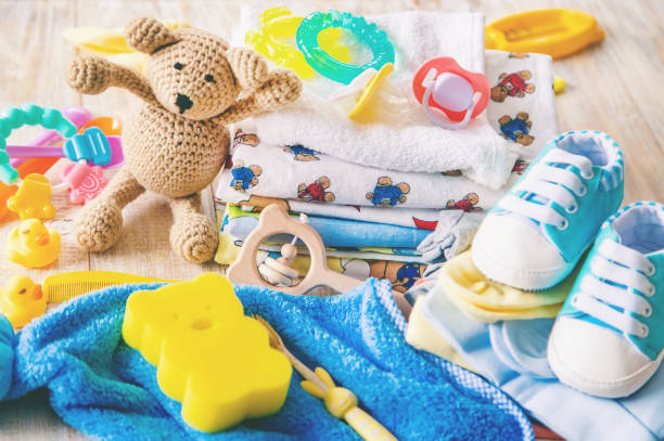 istock Baby clothes and accessories for the newborn. Selective focus. 1180610173