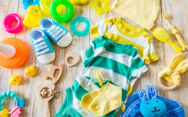 istock Baby clothes and accessories for the newborn. Selective focus. 1180610183