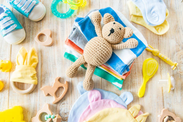 istock Baby clothes and accessories for the newborn. Selective focus. 1180610195