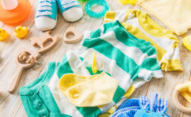 istock Baby clothes and accessories for the newborn. Selective focus. 1180610197