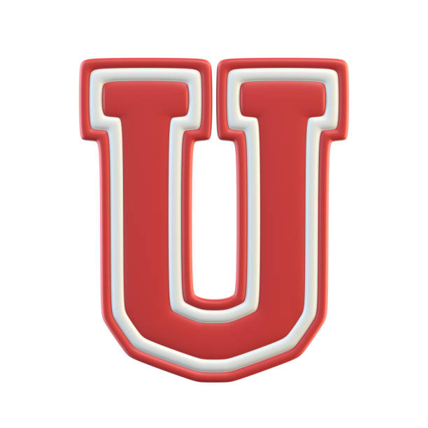 Classic style Sport Team font. Vintage sport font for american football, baseball or basketball 3d illustration, letter U