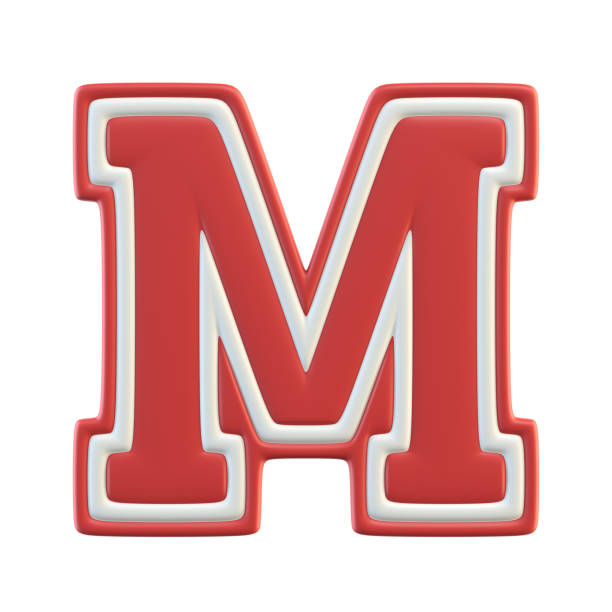 Classic style Sport Team font. Vintage sport font for american football, baseball or basketball 3d illustration, letter M