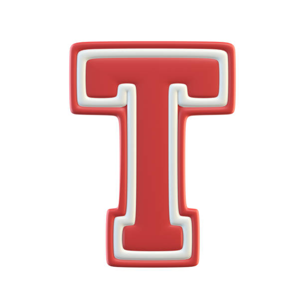Classic style Sport Team font. Vintage sport font for american football, baseball or basketball 3d illustration, letter T