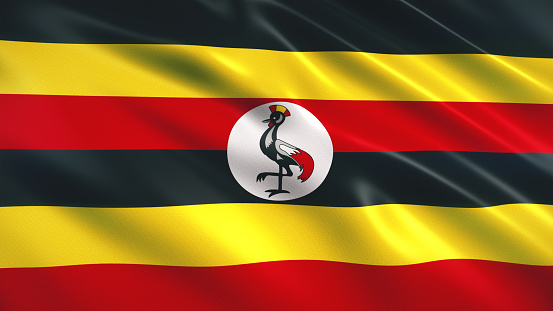 3d render Uganda Flag (Close-up)