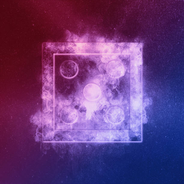 istock Dice Five at top Red Blue. Abstract night sky background 1180614176