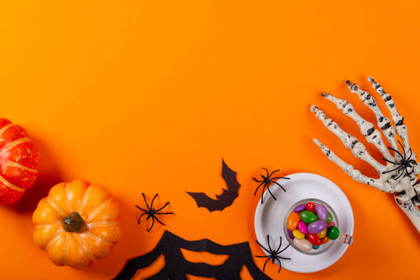 istock Halloween and decoration concept. Collection of halloween party objects 1180615049