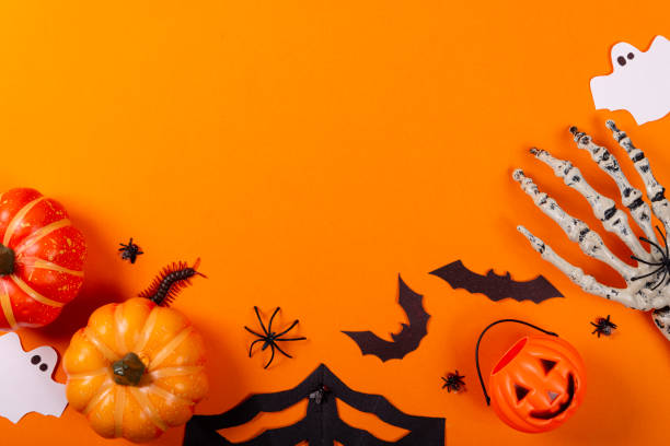 istock Halloween and decoration concept. Collection of halloween party objects 1180615113
