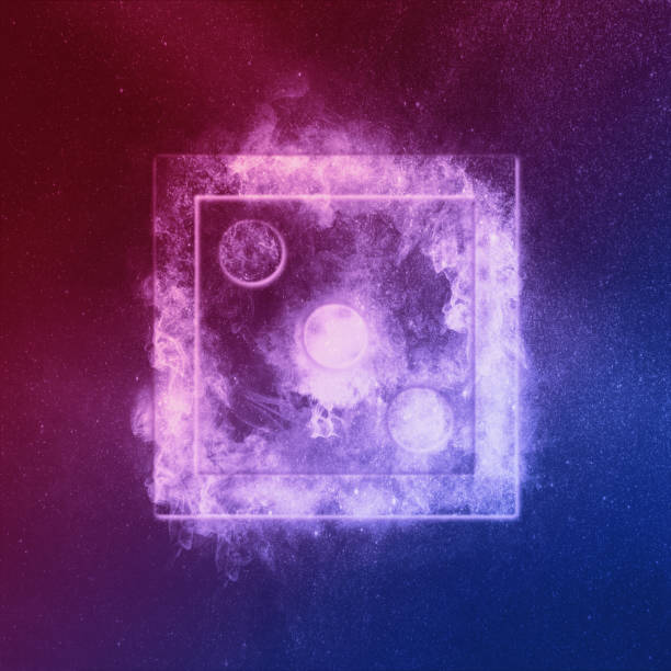 istock Dice Three at top Red Blue. Abstract night sky background 1180616587