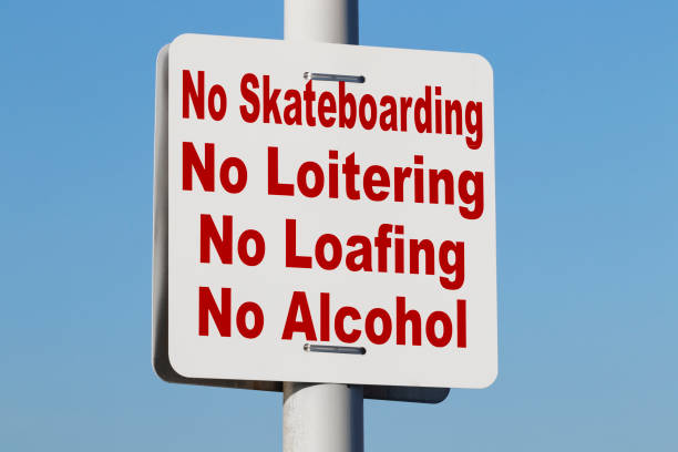 istock No Skateboarding No Loitering No Loafing No Alcohol Warning sign 1180616800