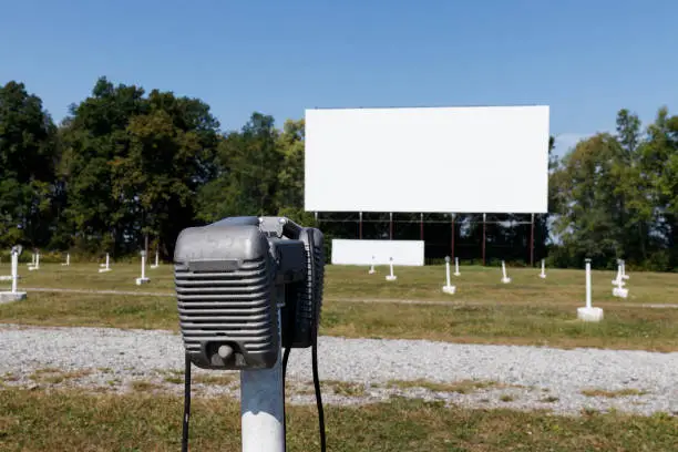 Lonely loud speaker for an old time drive-in movie theater. The speaker would hang from your car's drivers side window